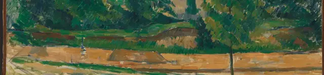 Landscape from Jas de Bouffan by Paul Cezanne: The ochre wall establishes near space