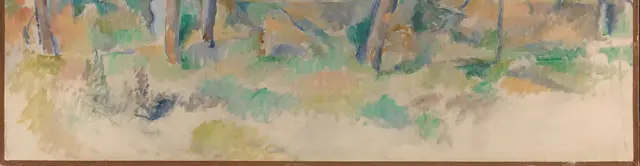 Trees and Houses, Provence by Paul Cezanne: Open ground remains part of the image