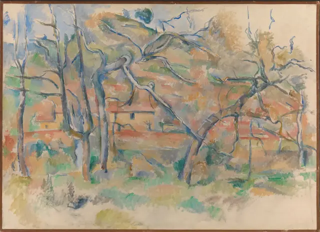 Trees and Houses, Provence by Paul Cezanne: Depth comes from overlap rather than smooth recession