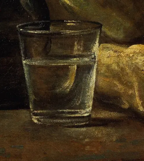 Still Life with Plums by Jean-Simeon Chardin: The glass makes transparency visible