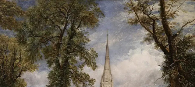 Salisbury Cathedral from the Bishop's Grounds by John Constable: Weather prevents the cathedral from feeling timeless