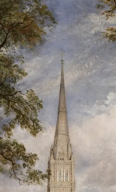 Salisbury Cathedral from the Bishop's Grounds by John Constable: The spire fixes the distant center