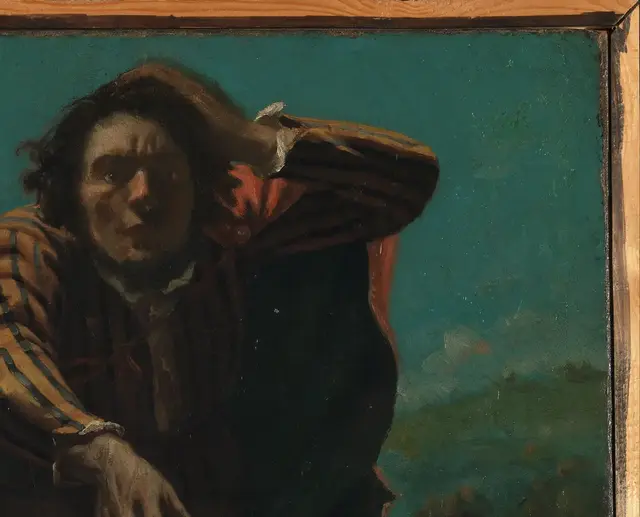 The Man Mad with Fear by Gustave Courbet: The raised arm tightens the figure