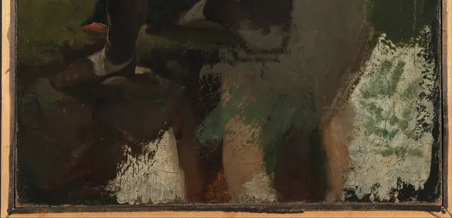 The Man Mad with Fear by Gustave Courbet: Exposed preparation records an unfinished process