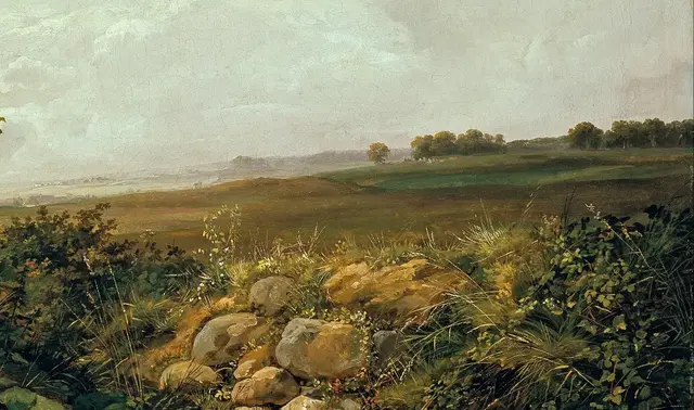 View near Presto by Johan Christian Dahl: Distant fields are broad and restrained