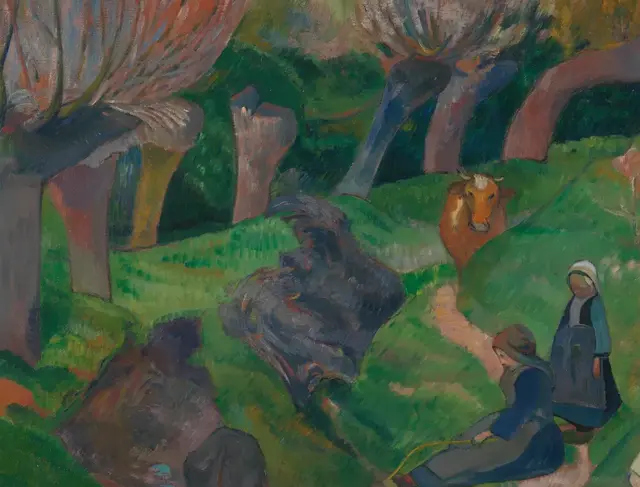 Landscape from Brittany by Paul Gauguin: Cattle occupy the landscape's middle register