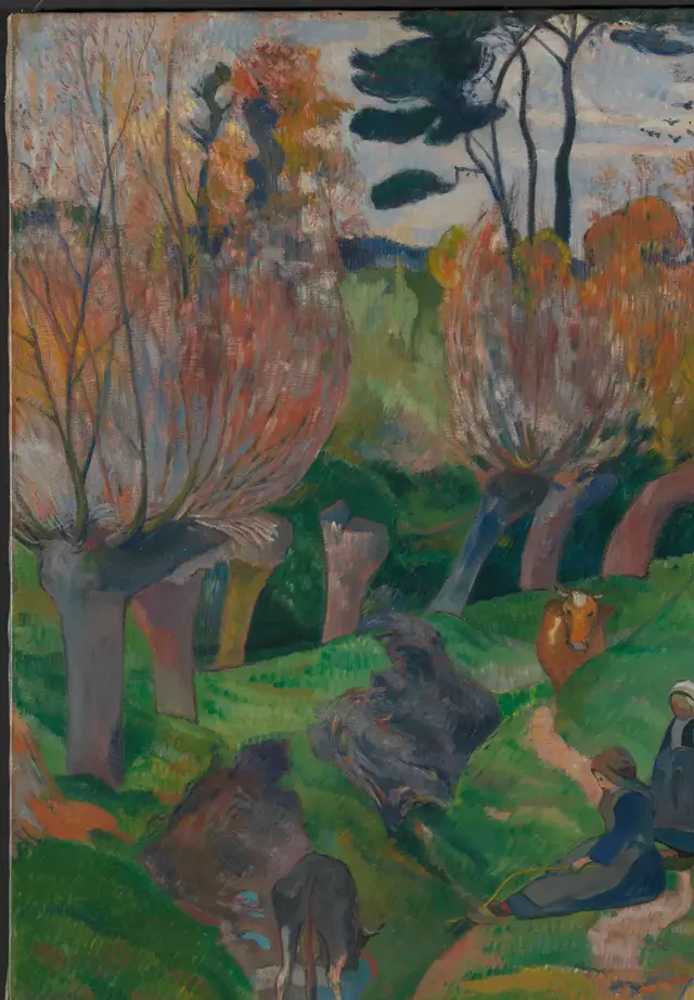Landscape from Brittany by Paul Gauguin: Pollarded trees form the main rhythm