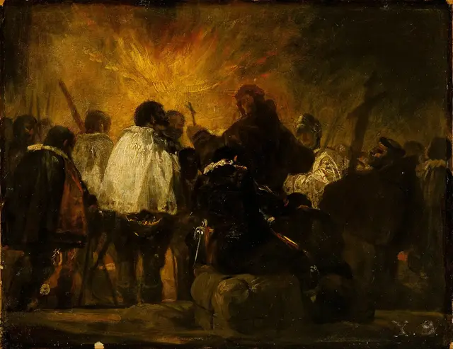Night Scene from the Inquisition by Francisco de Goya: The museum title frames but does not decode every action