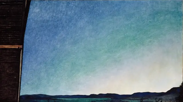 Summer Night by Harald Sohlberg: The luminous sky extends the night rather than darkening it