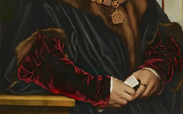 Sir Thomas More by Hans Holbein the Younger: Red velvet is built from directional light