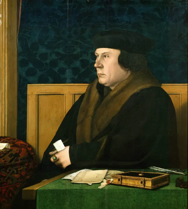 Thomas Cromwell by Hans Holbein the Younger: The shallow room presses forward