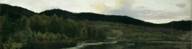 Summer Night by Kitty Kielland: The dark ridge separates two fields of light