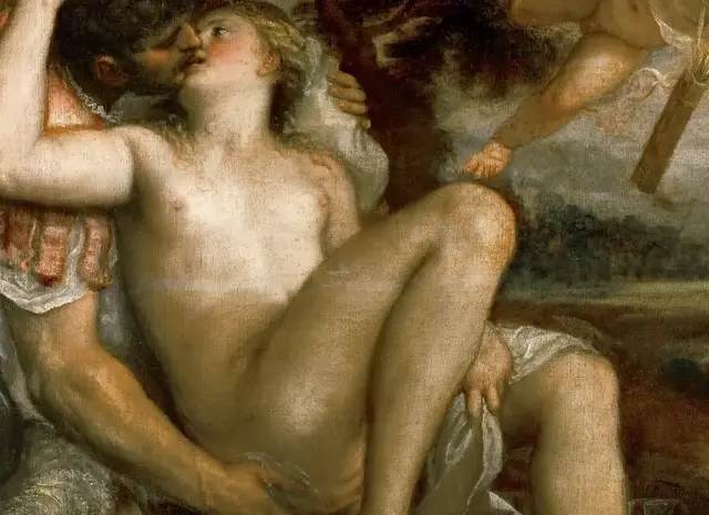 Mars, Venus and Amor by Titian: Interlocking arms make union a physical problem