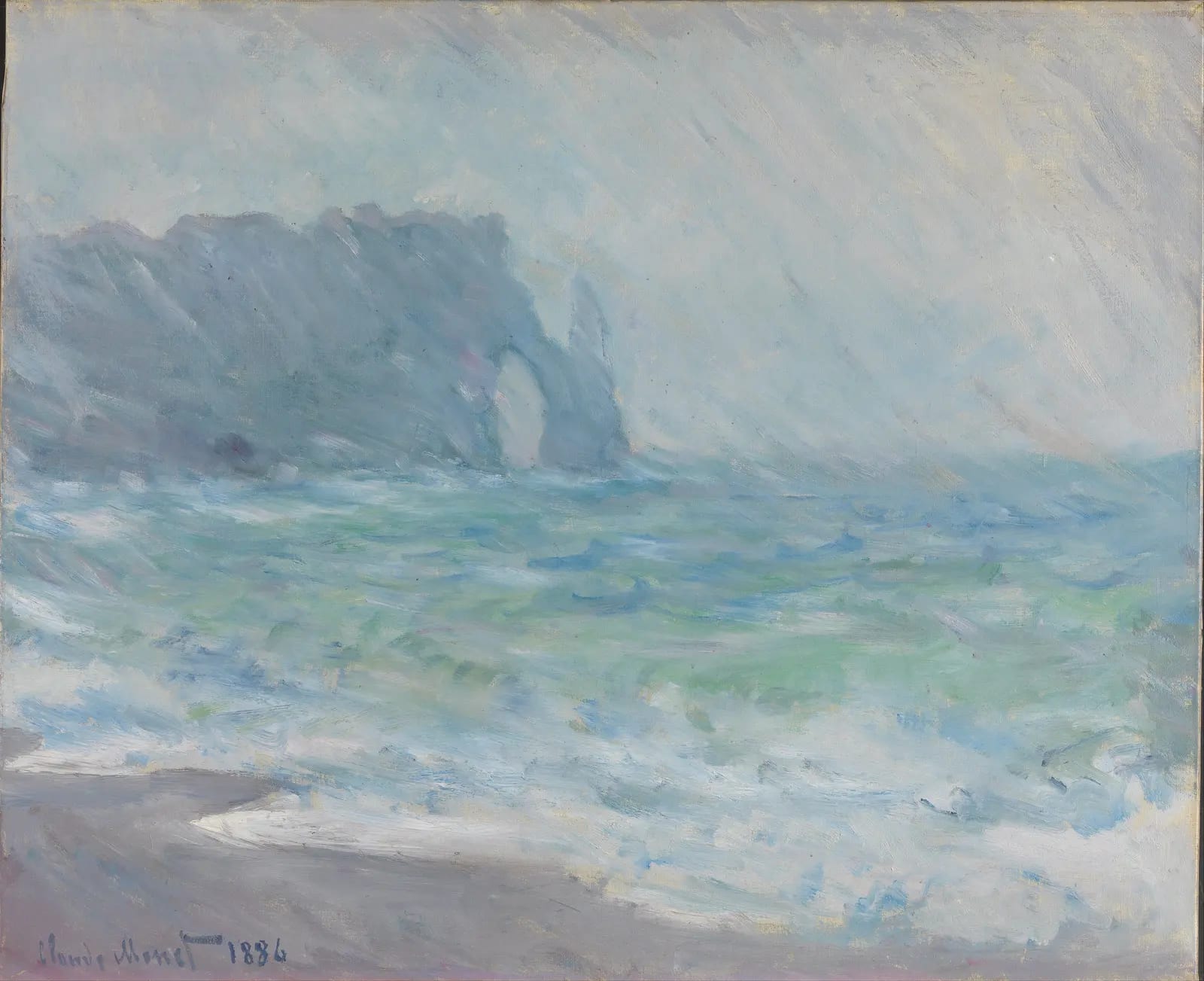 Etretat in the Rain by Claude Monet