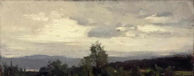 Fields at Hedmark in Summer by Gerhard Munthe: Sky occupies the largest share of the image