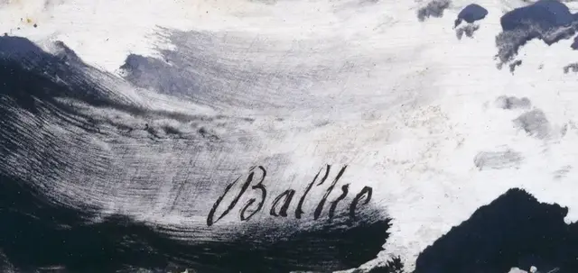 Stormy Sea by Peder Balke: Balke signs inside the moving water