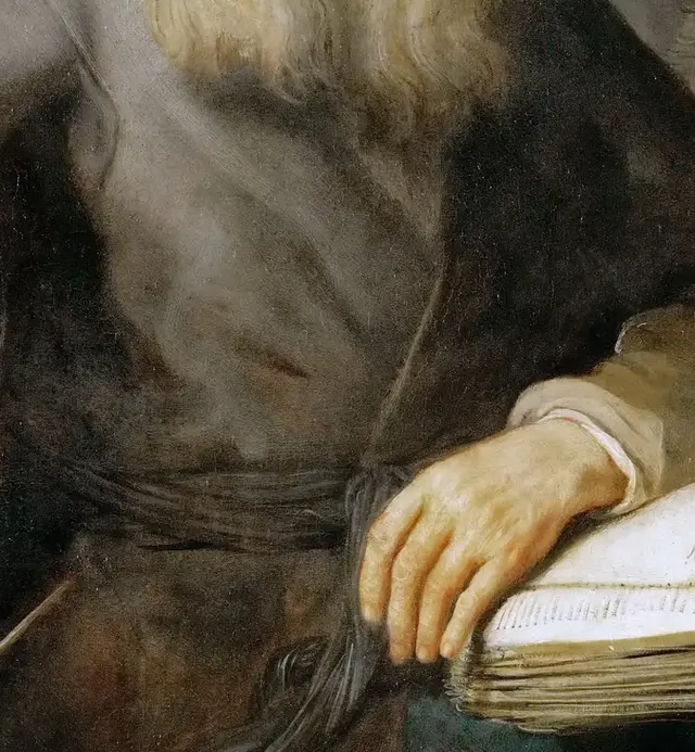 The Apostle Paul by Rembrandt van Rijn: A suspended hand records interruption