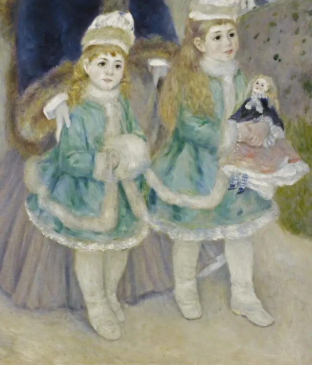 La Promenade by Pierre-Auguste Renoir: Repeated coats make the children a pair