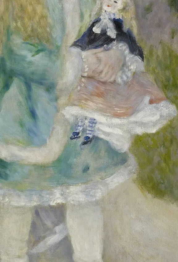 La Promenade by Pierre-Auguste Renoir: The doll repeats adult dress at miniature scale