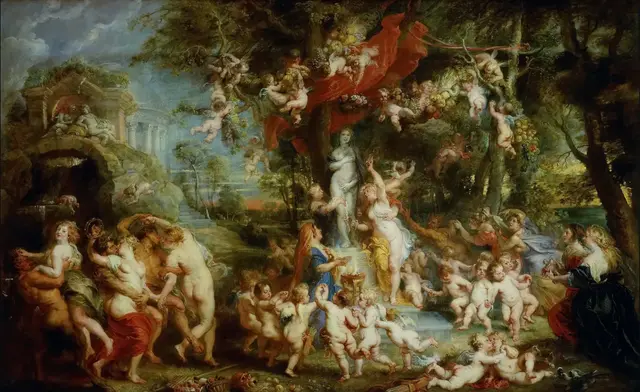 The Feast of Venus by Peter Paul Rubens: Cupids repeat desire at a smaller scale