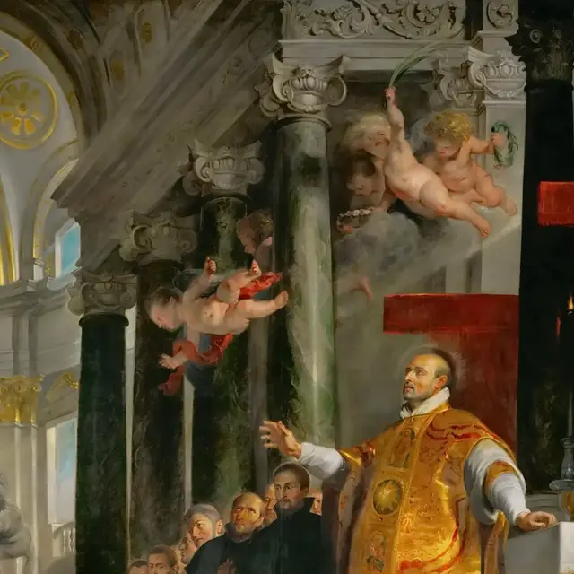 The Miracles of St. Ignatius of Loyola by Peter Paul Rubens: Ignatius stabilizes the upper center
