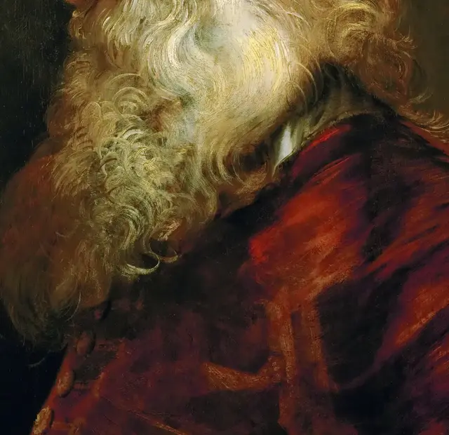Study for the Head of an Old Man by Peter Paul Rubens: The beard breaks into directional marks
