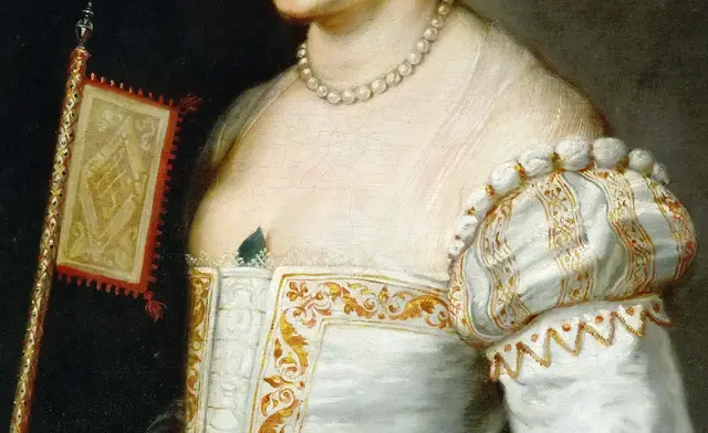 Young Woman with Fan by Peter Paul Rubens: The collar separates face from dress