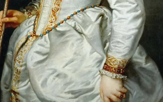Young Woman with Fan by Peter Paul Rubens: The fan opens a second focal point