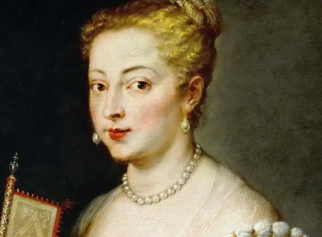 Young Woman with Fan by Peter Paul Rubens: The sitter meets the viewer without smiling