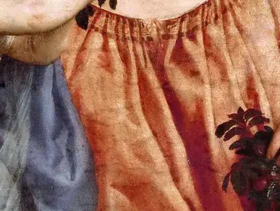 Madonna of the Cherries by Titian: Cherries create the red center of exchange