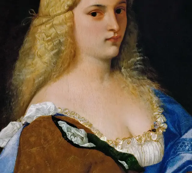 Violante by Titian: The neckline redirects attention downward