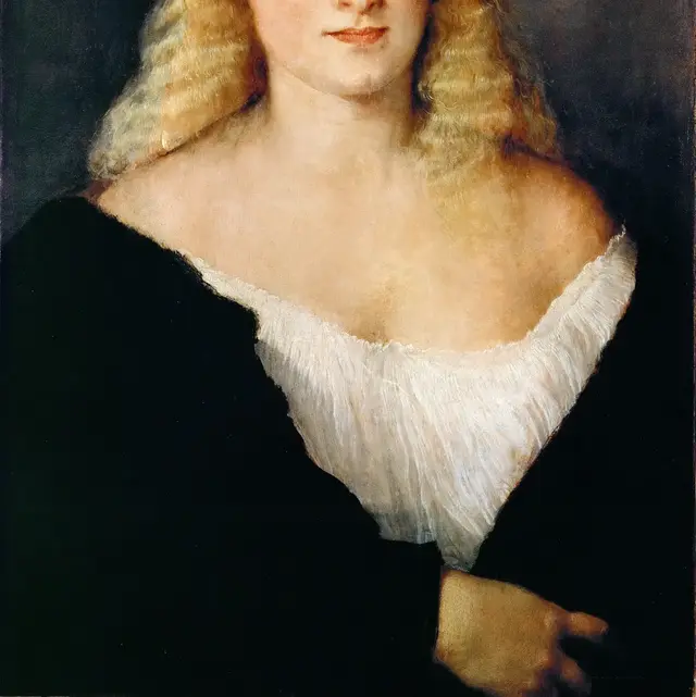 Young Woman in a Black Dress by Titian: Black is modeled rather than empty