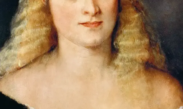 Young Woman in a Black Dress by Titian: The neckline is the portrait's brightest border