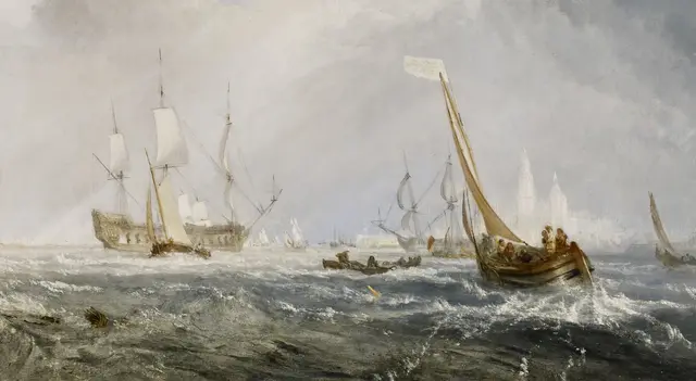 Antwerp: Van Goyen Looking Out for a Subject by J. M. W. Turner: Boats create a chain of partial views