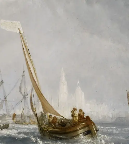 Antwerp: Van Goyen Looking Out for a Subject by J. M. W. Turner: The named painter is absorbed into the river scene