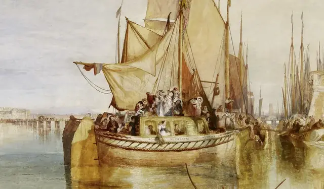 Cologne, the Arrival of a Packet-Boat: Evening by J. M. W. Turner: Passengers turn the vessel into shared transit