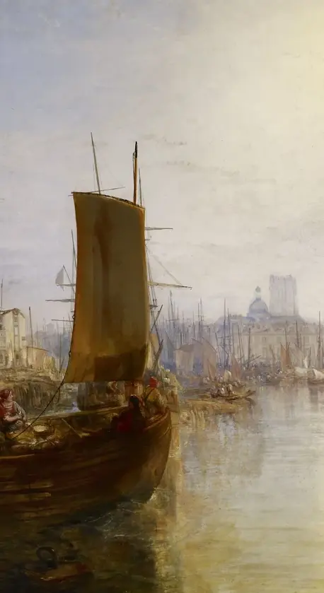 Harbor of Dieppe: Changement de Domicile by J. M. W. Turner: The dark sail measures the brightness