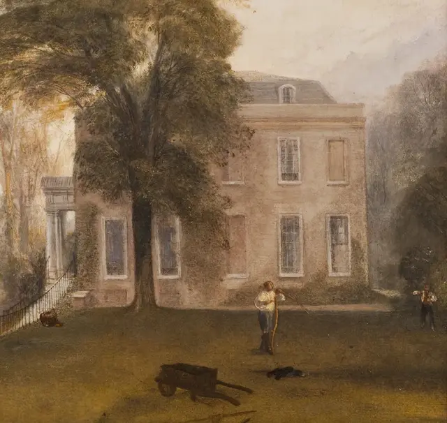 Mortlake Terrace: Early Summer Morning by J. M. W. Turner: The house anchors the brightest atmosphere