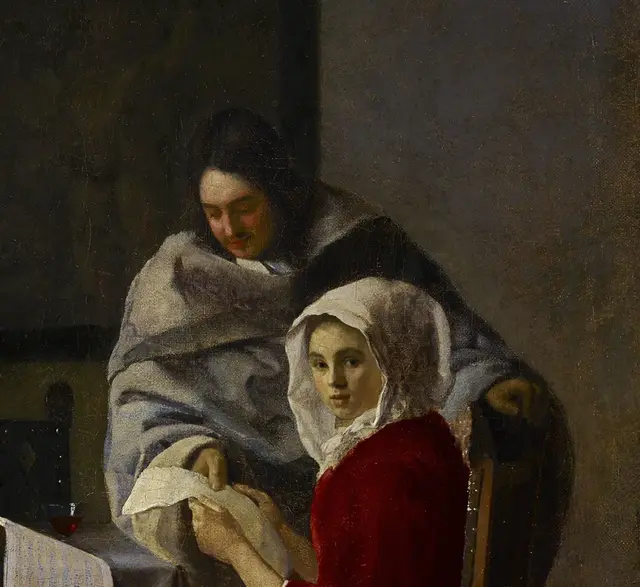 Girl Interrupted at Her Music by Johannes Vermeer: The two figures do not share one gaze
