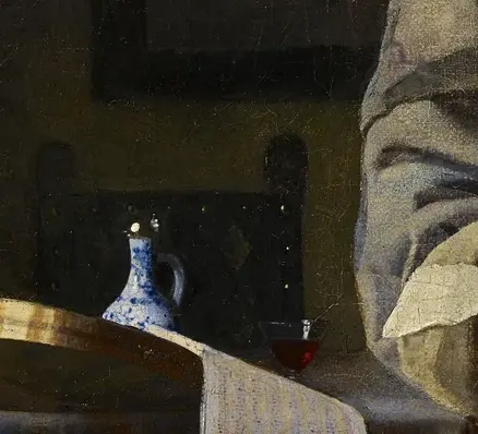 Girl Interrupted at Her Music by Johannes Vermeer: The blue-and-white jug catches the light