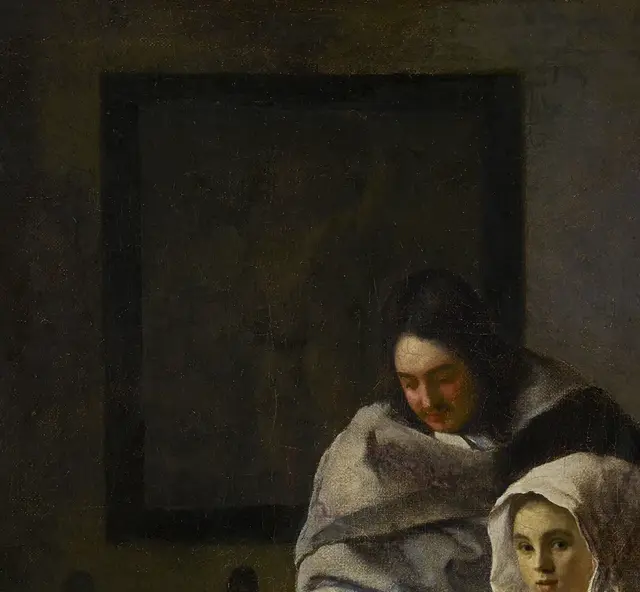 Girl Interrupted at Her Music by Johannes Vermeer: The wall painting adds a second unreadable scene
