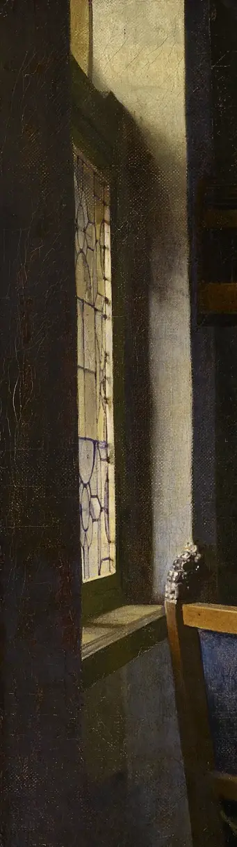 Girl Interrupted at Her Music by Johannes Vermeer: The window provides evidence before explanation