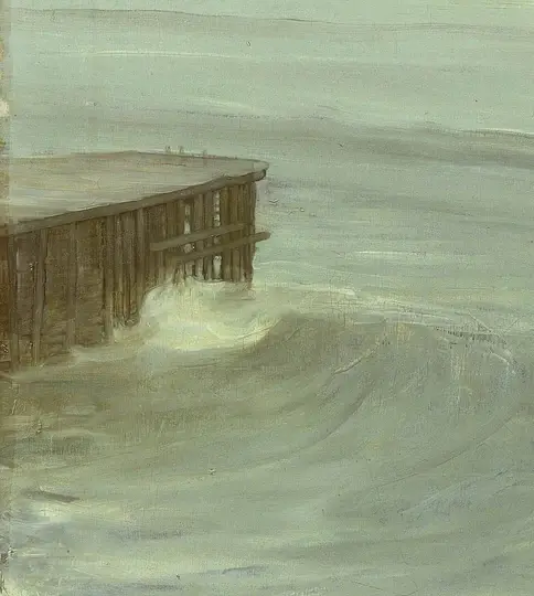 Symphony in Grey and Green: The Ocean by James McNeill Whistler: The breakwater gives the sea a hard edge