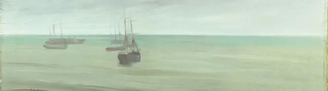 Symphony in Grey and Green: The Ocean by James McNeill Whistler: A narrow horizon divides related tones