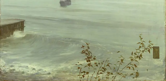 Symphony in Grey and Green: The Ocean by James McNeill Whistler: Horizontal bands slow the water